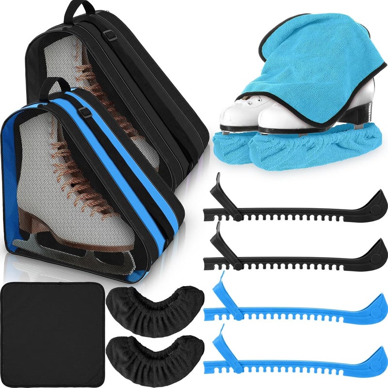 Liliful 8 Pcs Skate Guards Skate Blade Protector Covers Towel Ice Inline Bag Set Ice Guards for Adult Hockey Winter Supply - Image 1